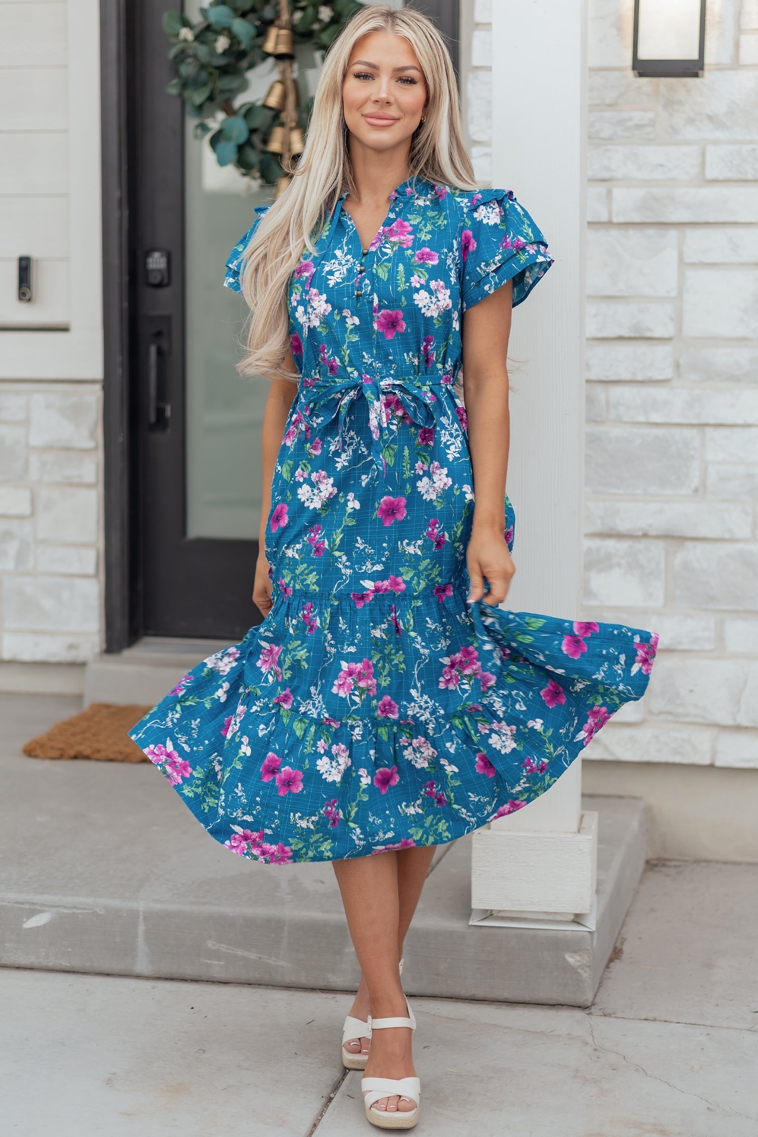 Tessa Tie Belted Long Dress-0
