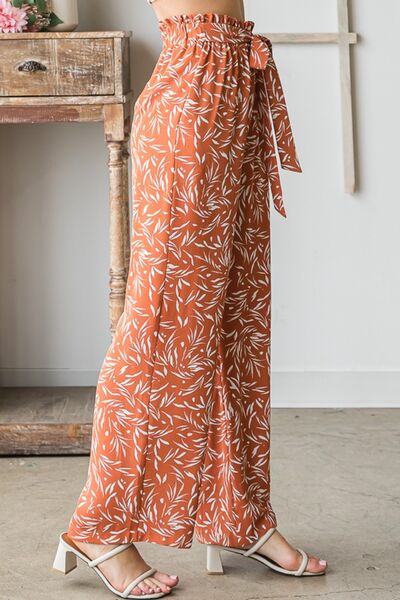 Heimish Full Size Printed Tied Straight Casual Pants-2