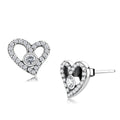 DA075 - High polished (no plating) Stainless Steel Earrings with AAA Grade CZ  in Clear-0