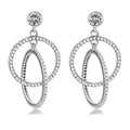 DA100 - High polished (no plating) Stainless Steel Earrings with AAA Grade CZ  in Clear-0