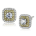 DA220 - Two-Tone IP Gold (Ion Plating) Stainless Steel Earrings with AAA Grade CZ  in Clear-0
