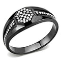 DA282 - IP Black(Ion Plating) Stainless Steel Ring with AAA Grade CZ  in Clear-0
