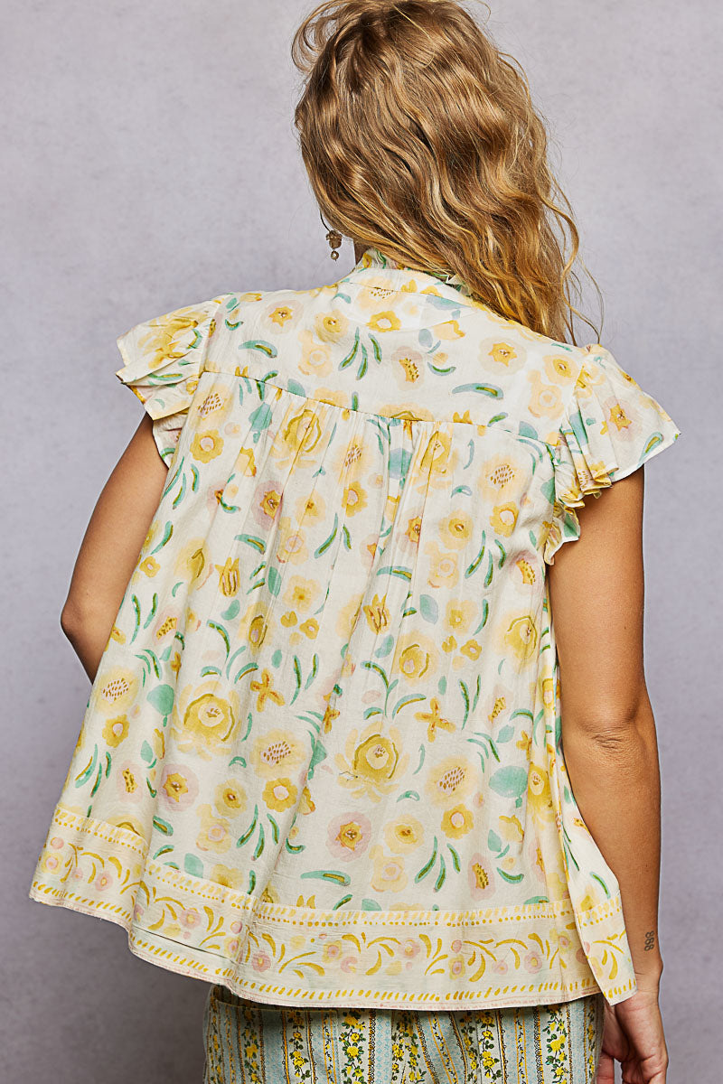POL Tassel Tied Floral Flutter Sleeve Blouse-3