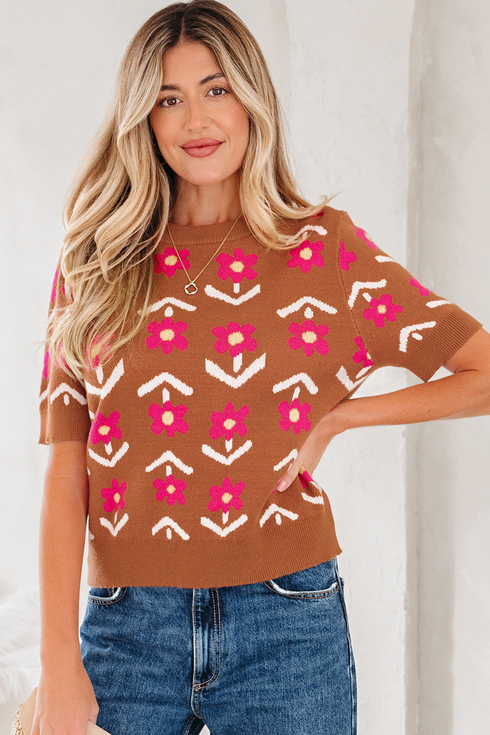 Karla Short Puff Sleeve Sweater-0