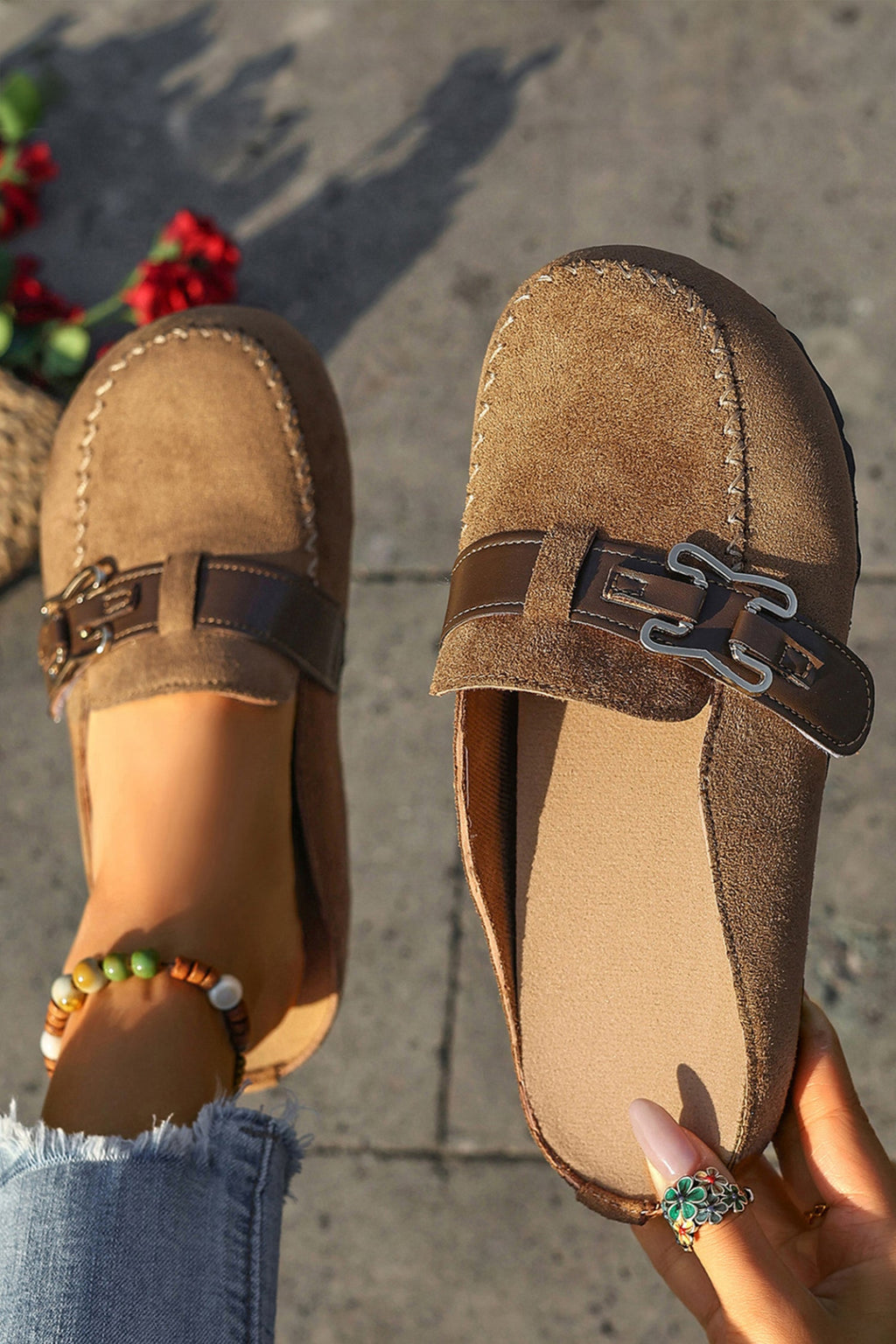 Ayleen Leather Strap Mule Slippers-0