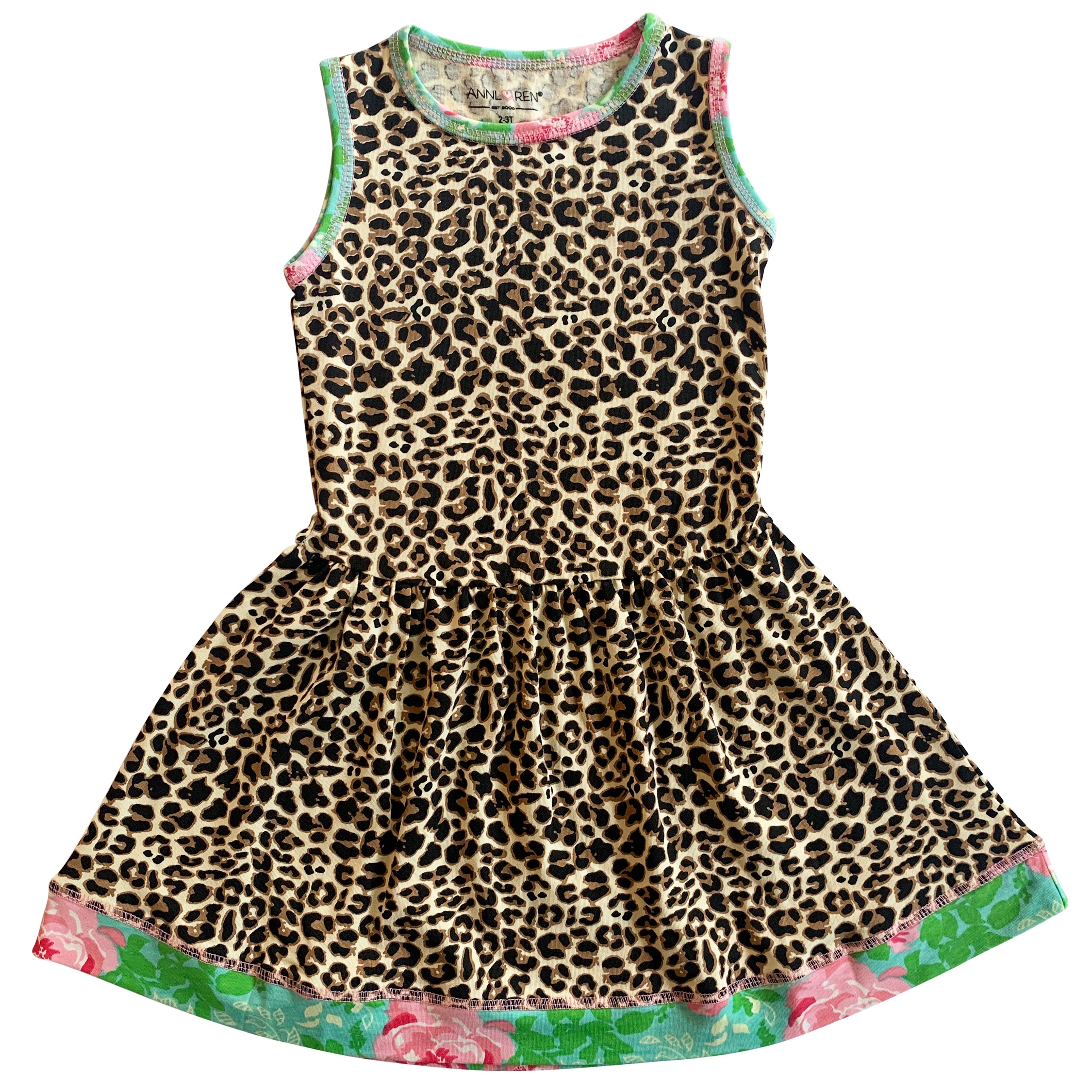 AnnLoren Little & Big Girls Spring Leopard Rose Floral Sleeveless Boutique Dress-5