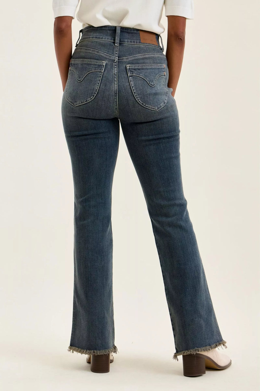 Judy Blue High Waist Double Button Frayed Hem Jeans-2