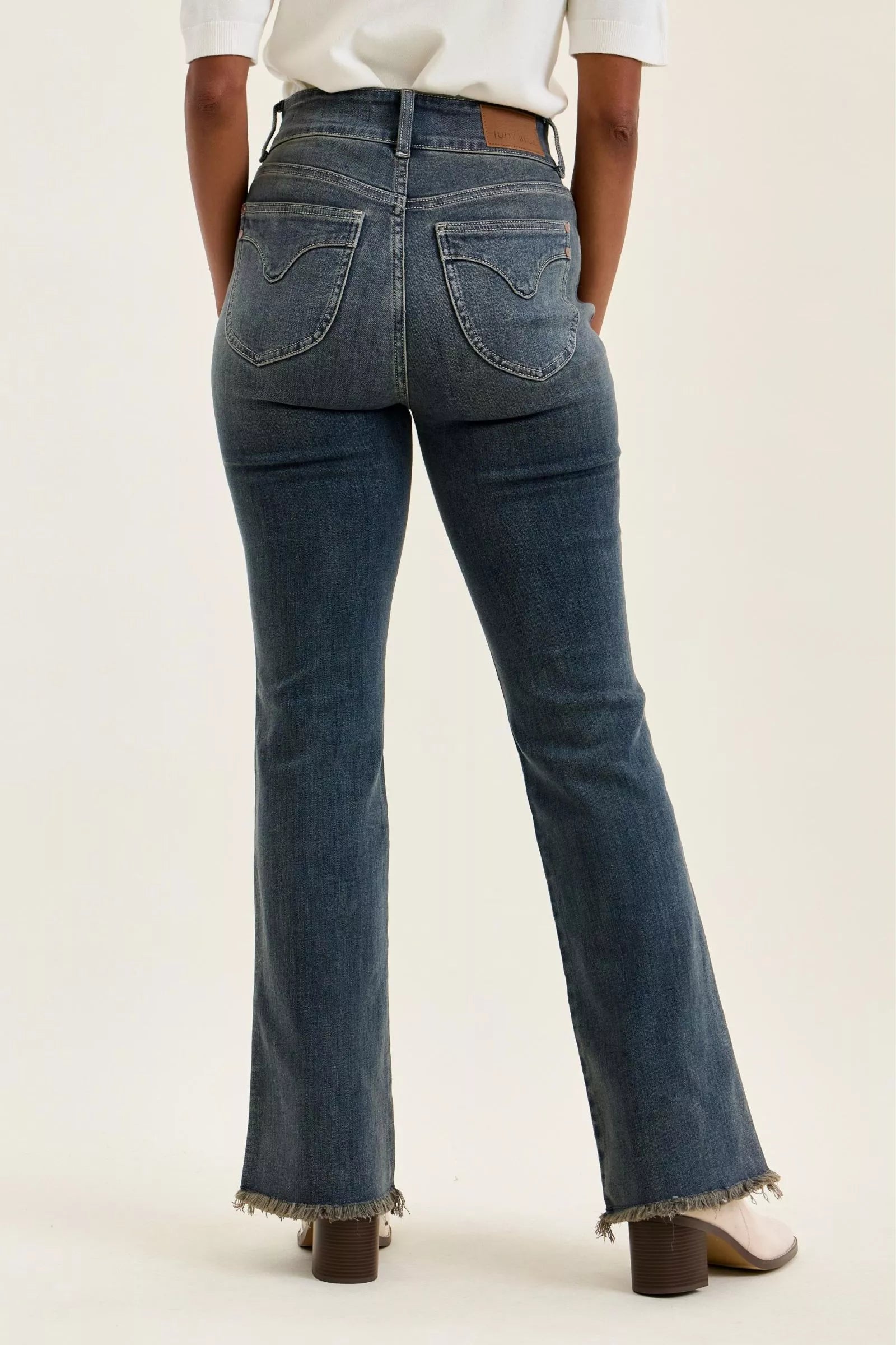 Judy Blue High Waist Double Button Frayed Hem Jeans-2
