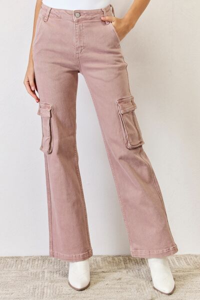 RISEN Full Size High Rise Cargo Wide Leg Jeans-0