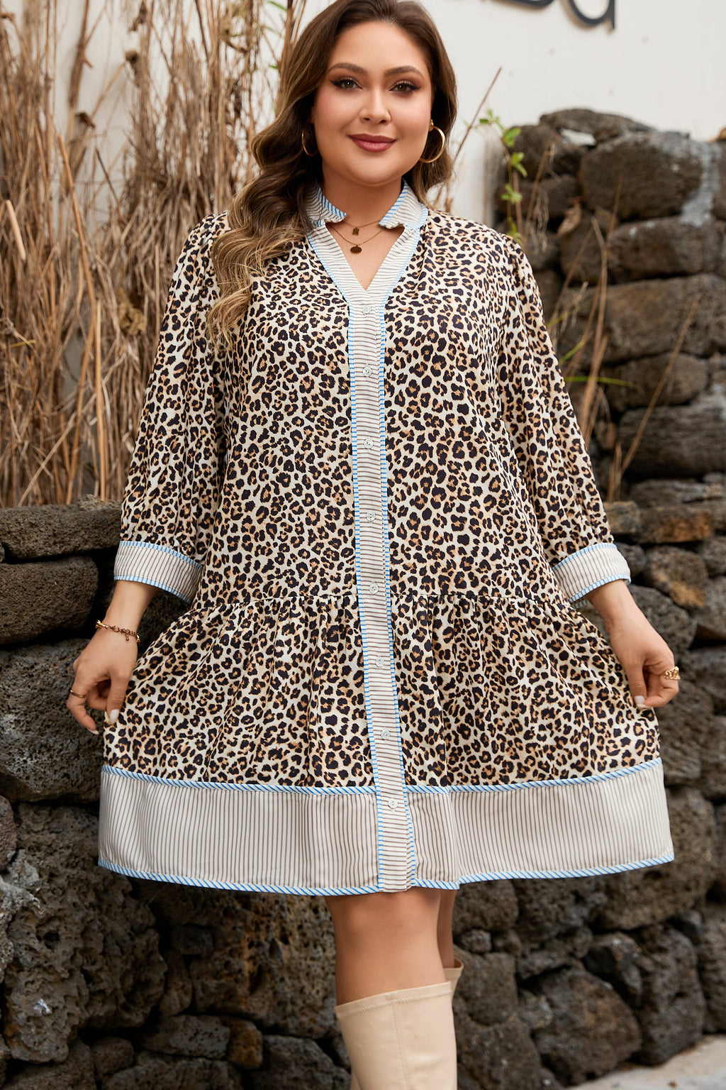 Davina Long Sleeve Mini PLUS Dress-2