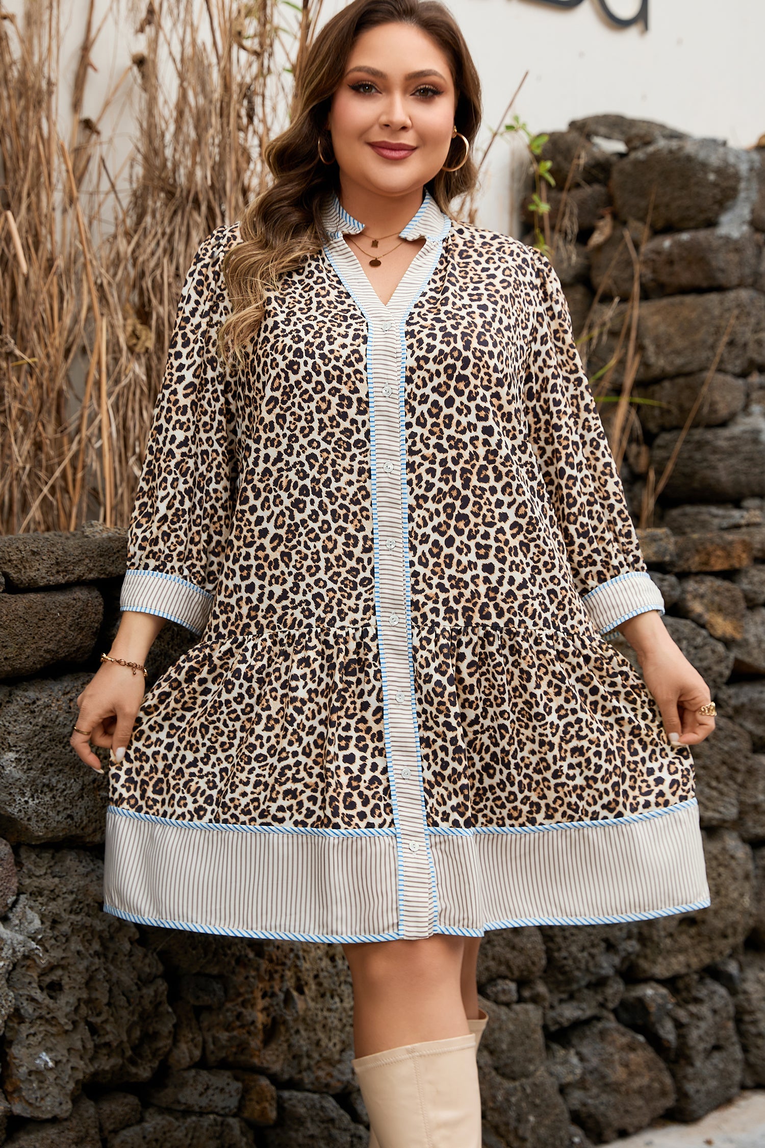 Davina Long Sleeve Mini PLUS Dress-2