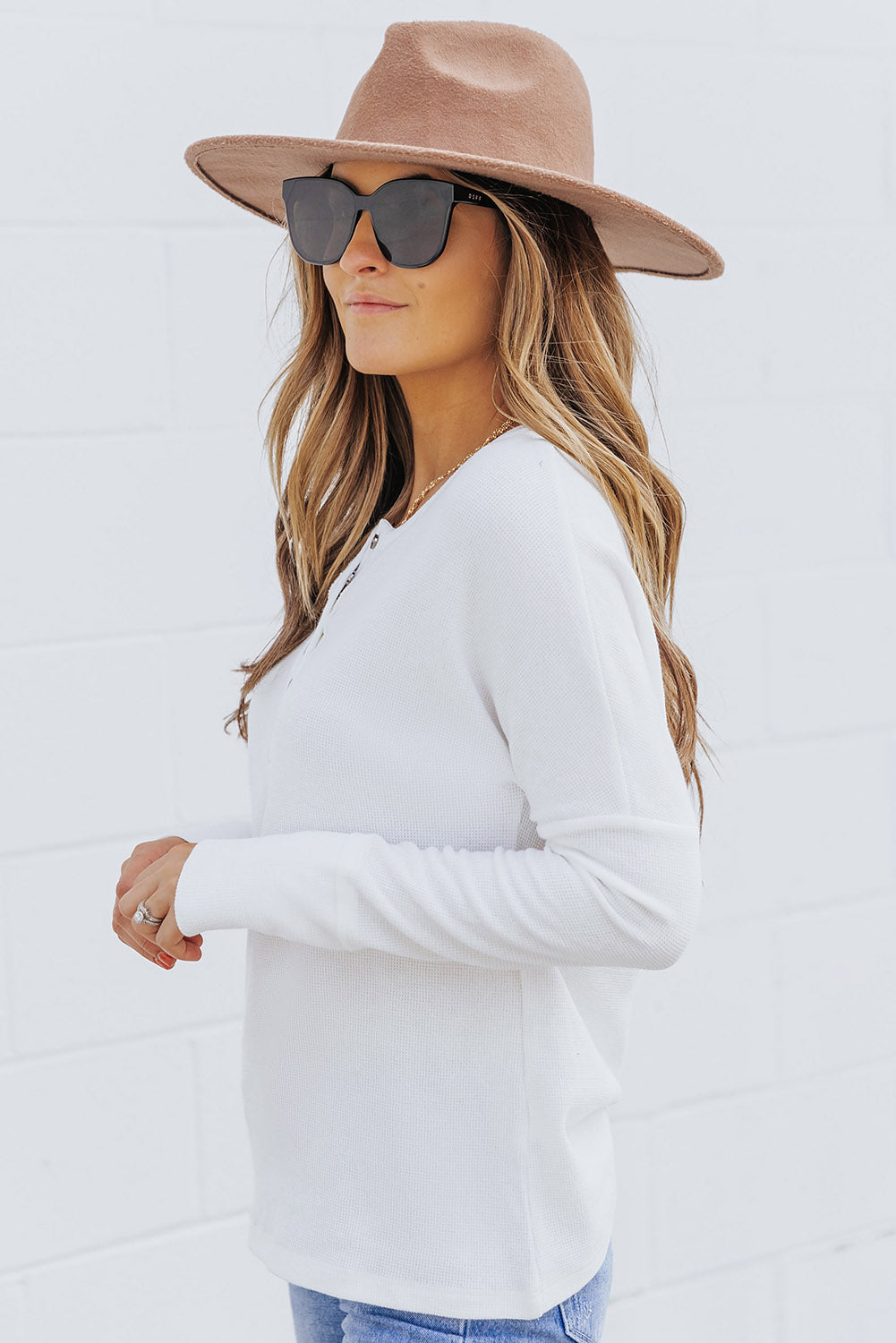 Harper Waffle Knit Henley Top-4