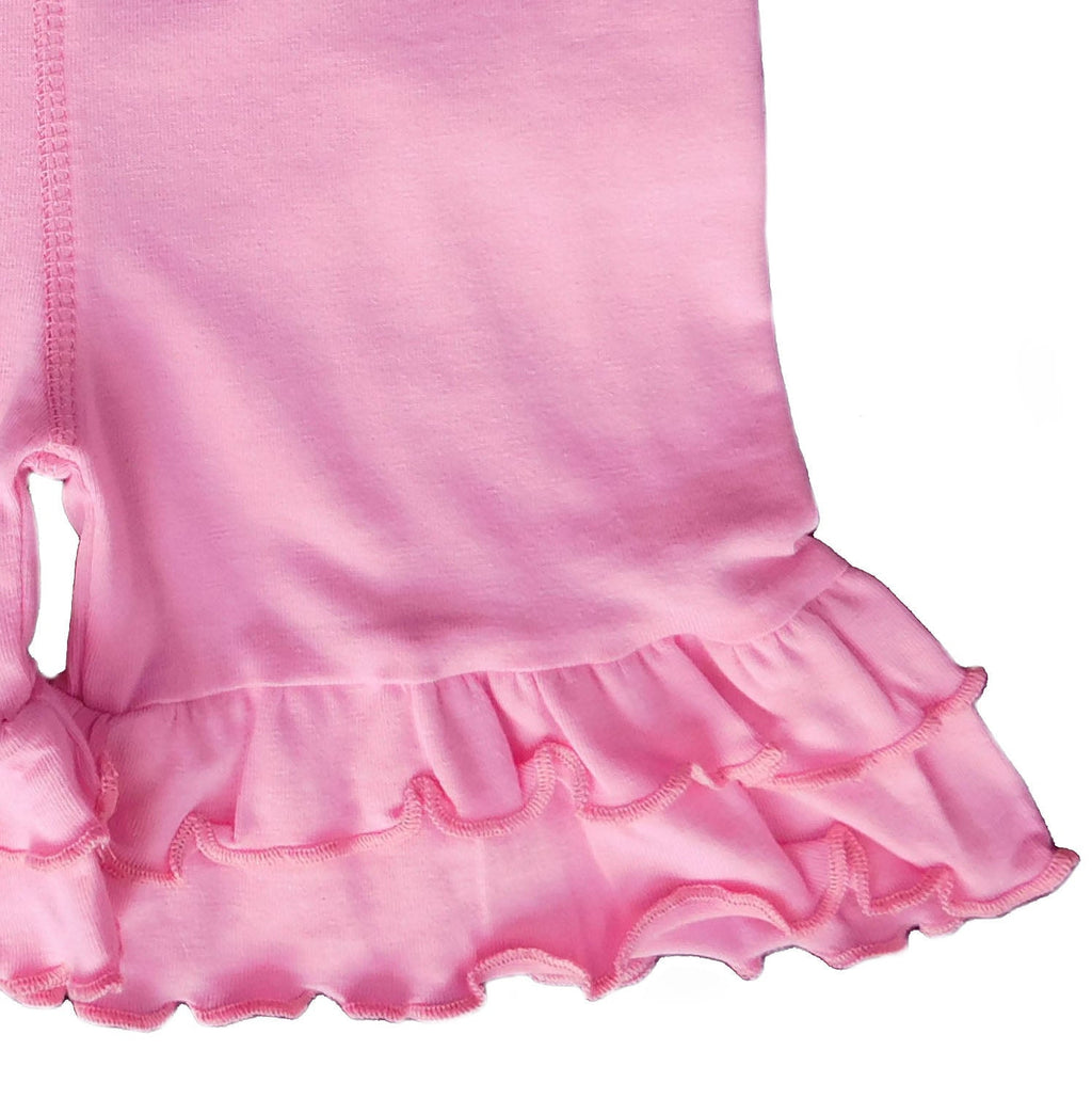 AnnLoren Little/Big Girls Pink Stretch Cotton Knit Ruffled Shorts-3