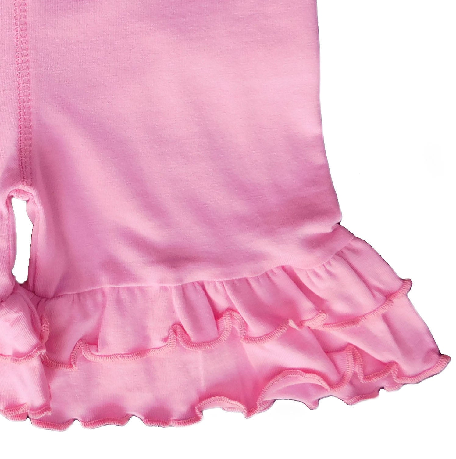 AnnLoren Little/Big Girls Pink Stretch Cotton Knit Ruffled Shorts-3