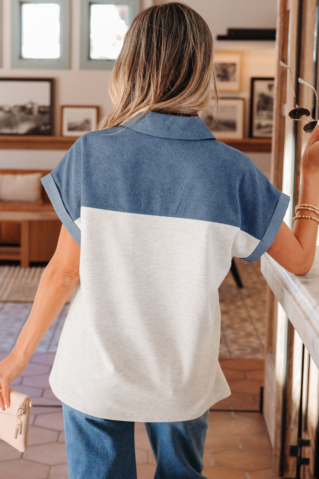 Ivey Collar Short Sleeve Top-1