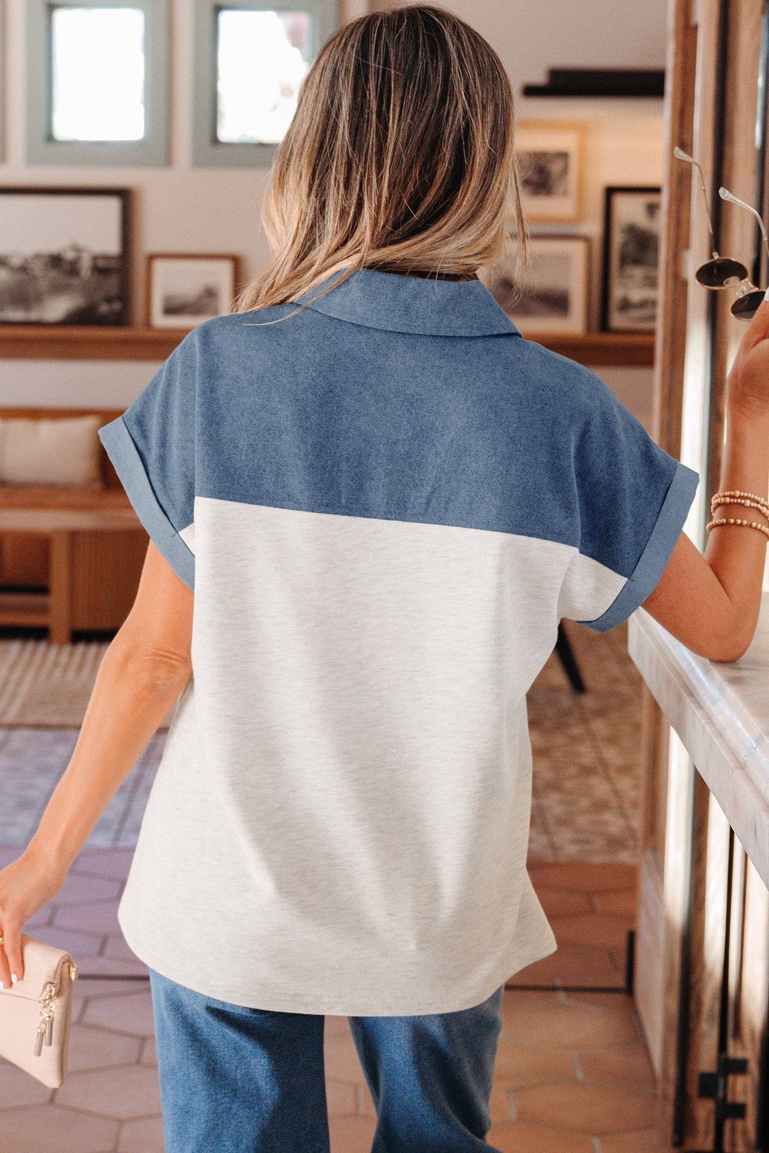 Ivey Collar Short Sleeve Top-1
