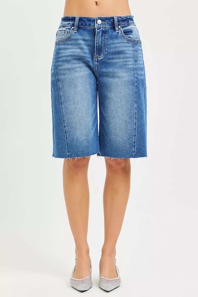 RISEN Raw Hem Slouchy Seamed Jorts-4