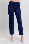 Judy Blue Full Size Hw Work Wear Knee Patch Straight Jeans Plus Size-0