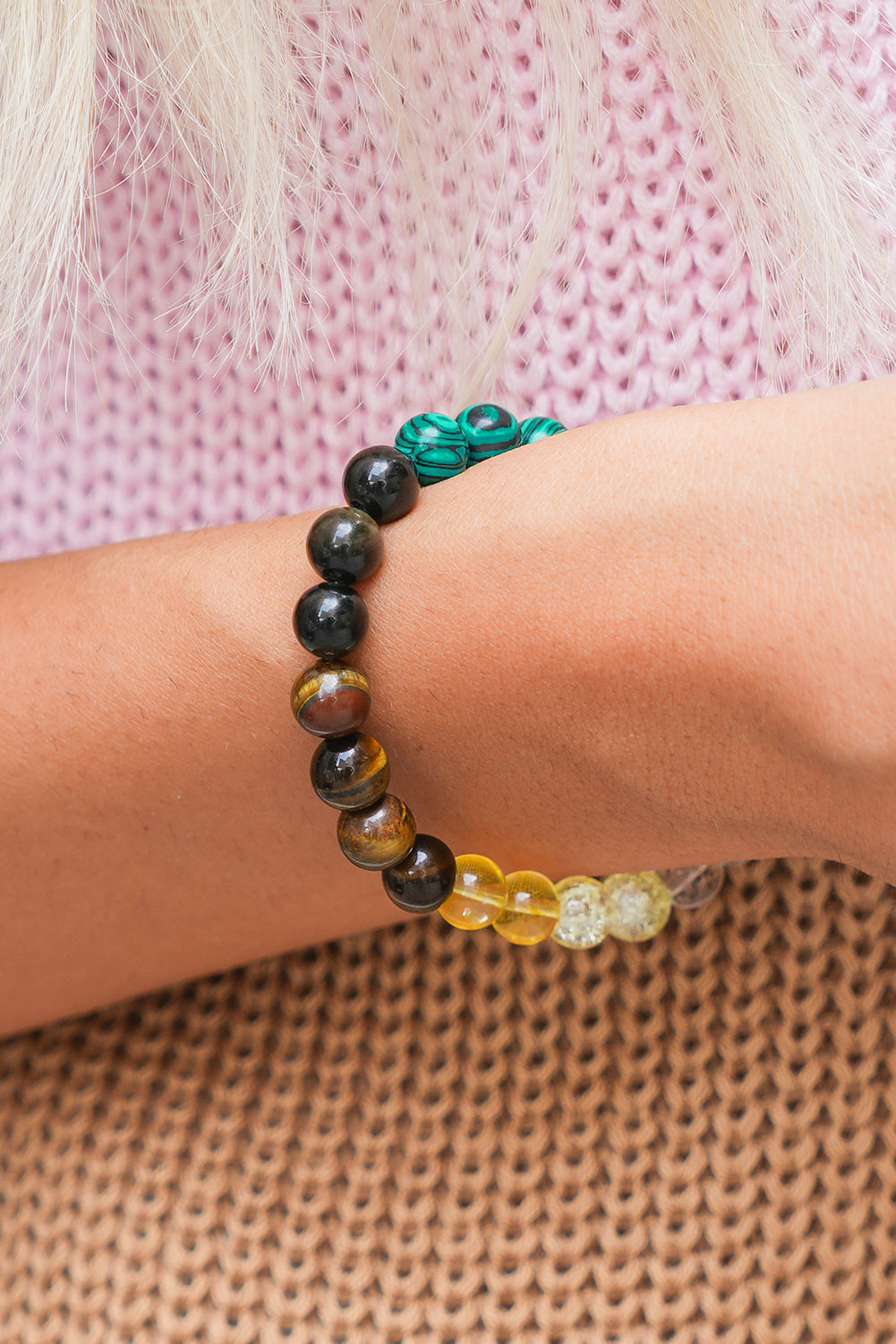 Gemma Crystal Beaded Elastic Bracelet-0