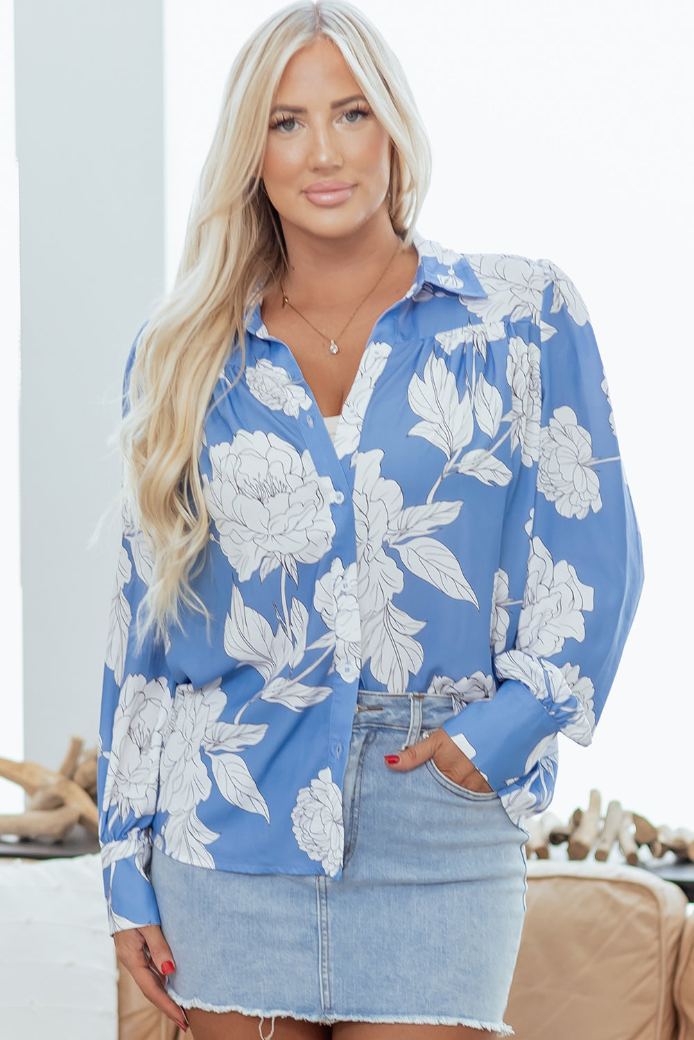 Carmen Detail Puff Sleeve Shirt-3