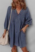 Autumn Tied Pleated Mini Dress-0