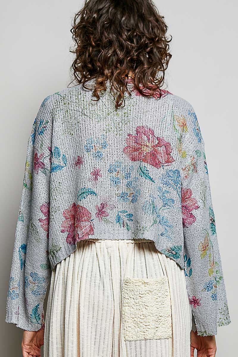 POL Floral Print Button-Down Knit Cardigan-3