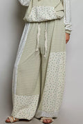POL Patchwork Mixed Knit Wide Leg Pants-0