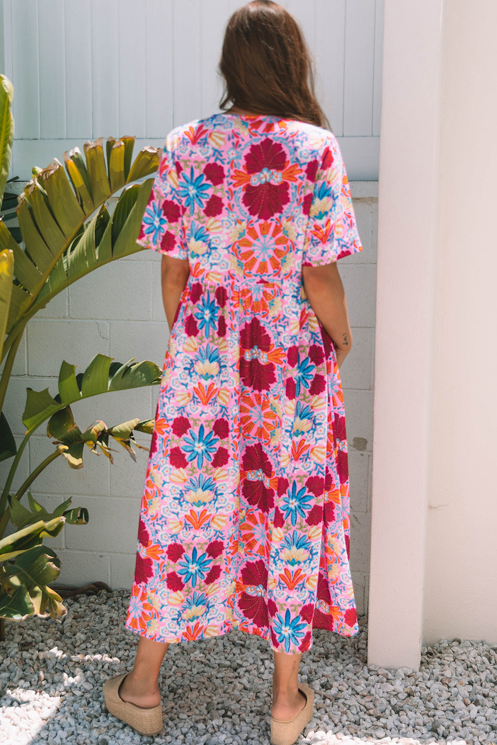 Hannah Floral Tied Front High Waist Long Dress-1