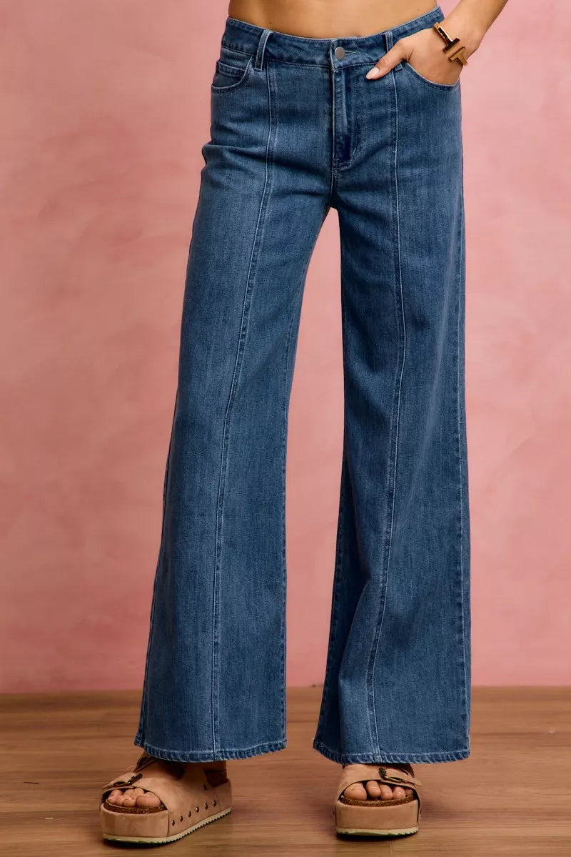 SO ME Seam Detail Mid Rise Stretch Denim Jeans-4