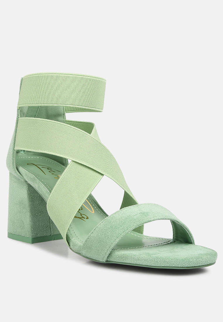 Elastic Strappy Block Heel Sandals-1