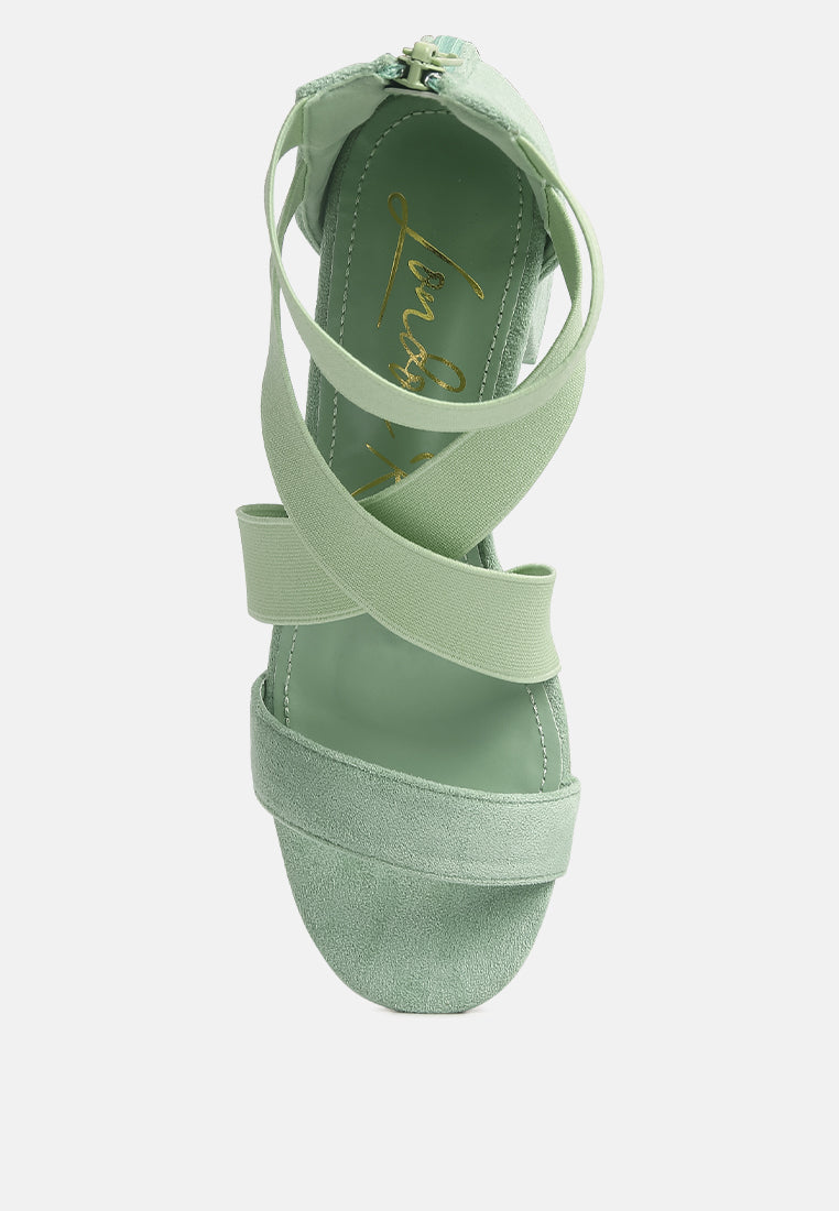 Elastic Strappy Block Heel Sandals-3