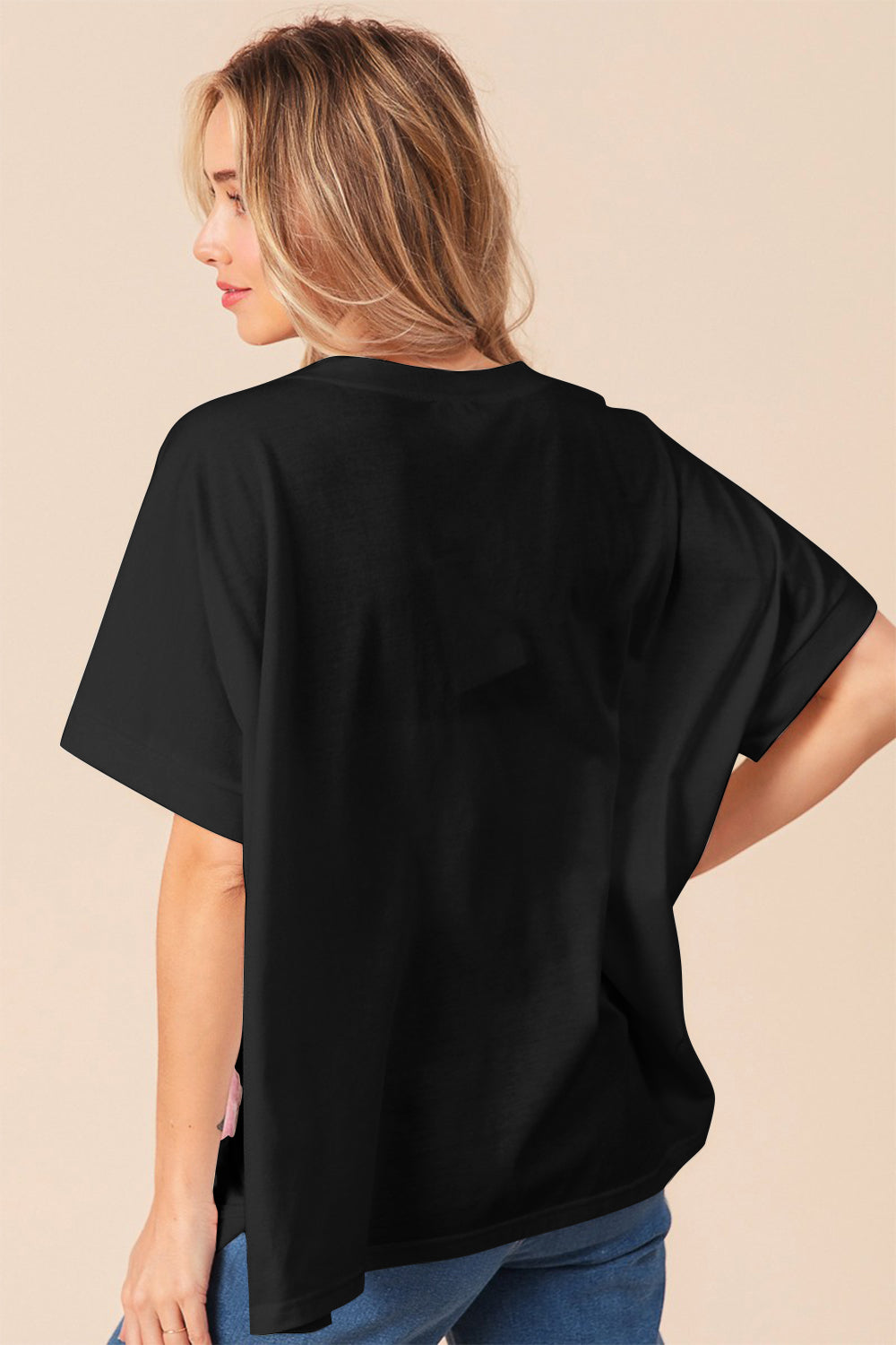 BiBi Sequin Bow Patch Short Sleeve T-Shirt-1