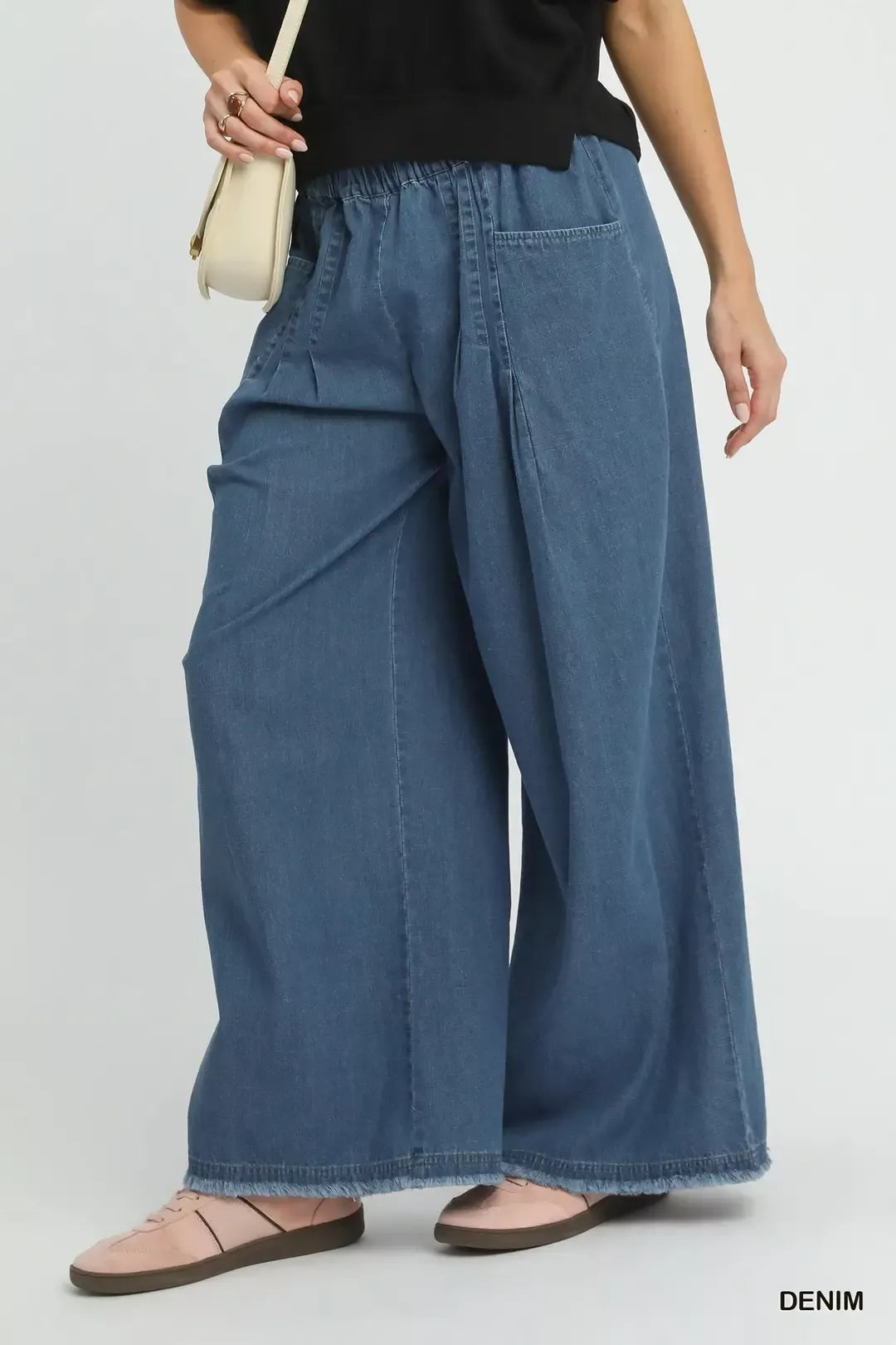 Umgee Stone Washed Wide Leg Pants-1
