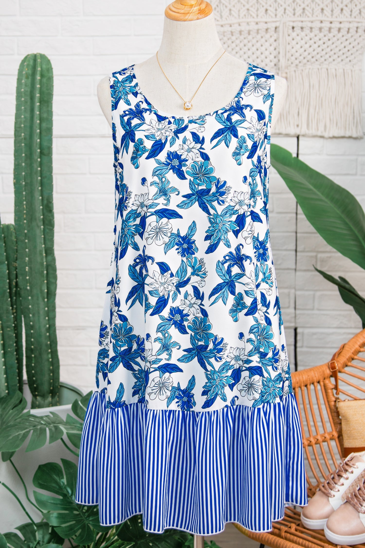 Dior Ruffle Hem Patchwork Dress-3