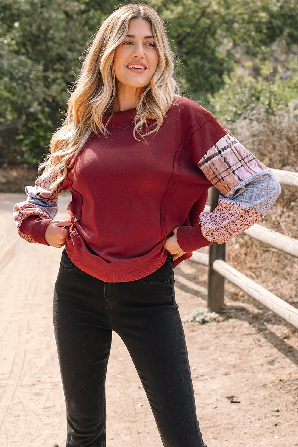 Hollihanna Sleeve Raw Seam Sweatshirt-3