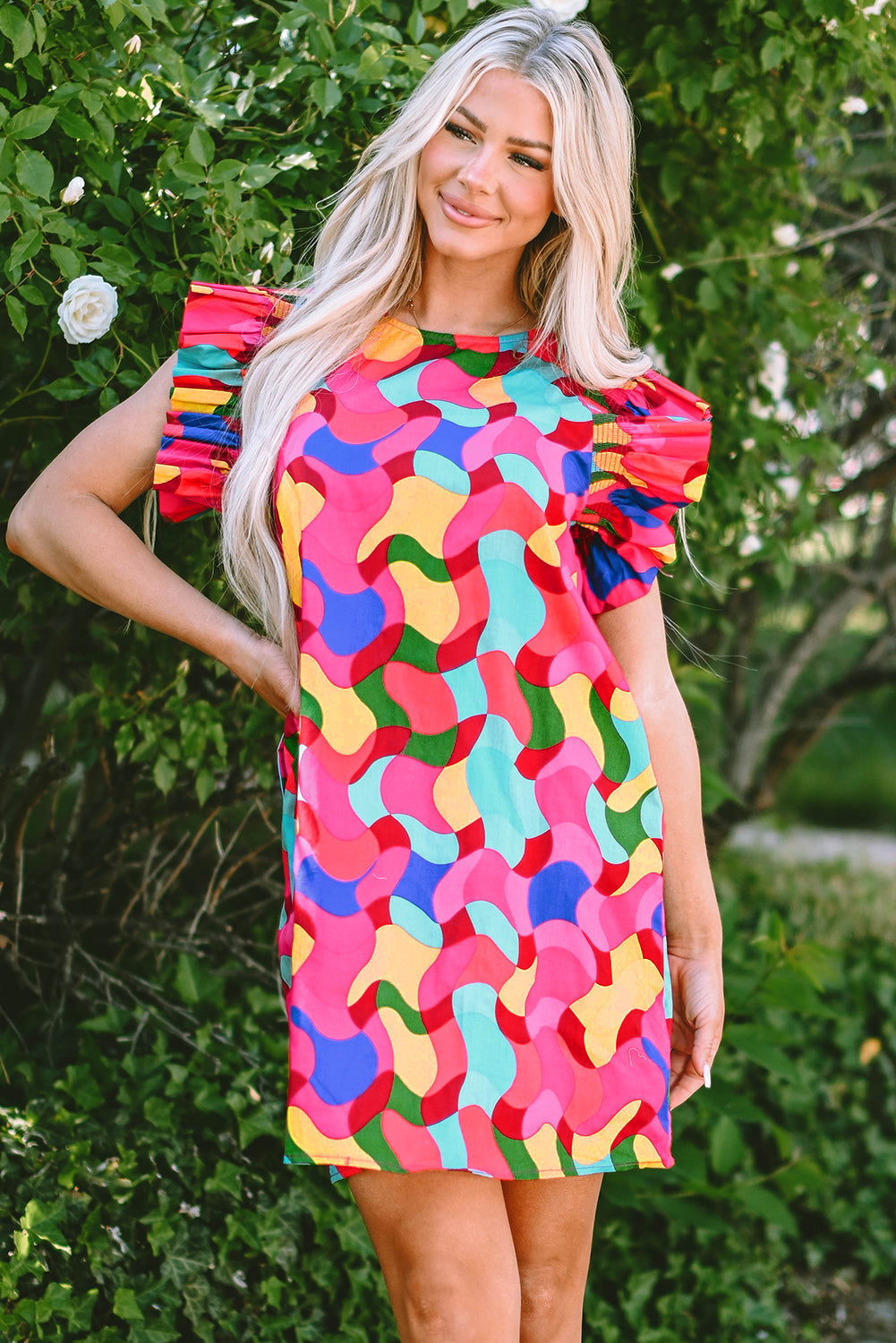Amaia Ruffle Sleeve Shift Dress-0