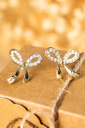 Winter Rhinestone Pearl Bow Earrings-0