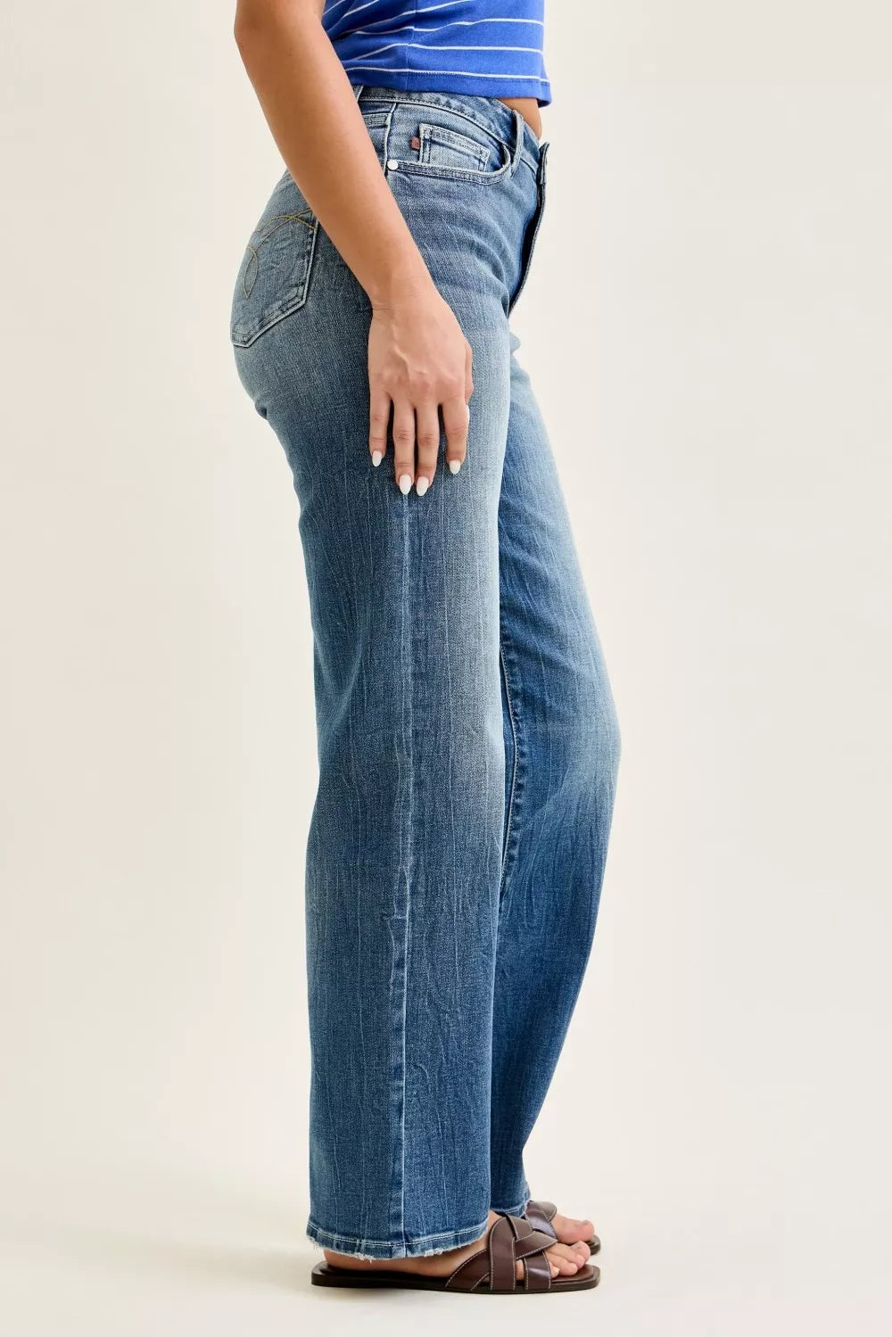 Judy Blue Mid Rise 90s Straight Jeans-1