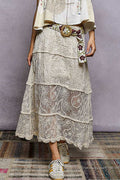 POL Floral Embroidered Tiered Crochet Skirt-0