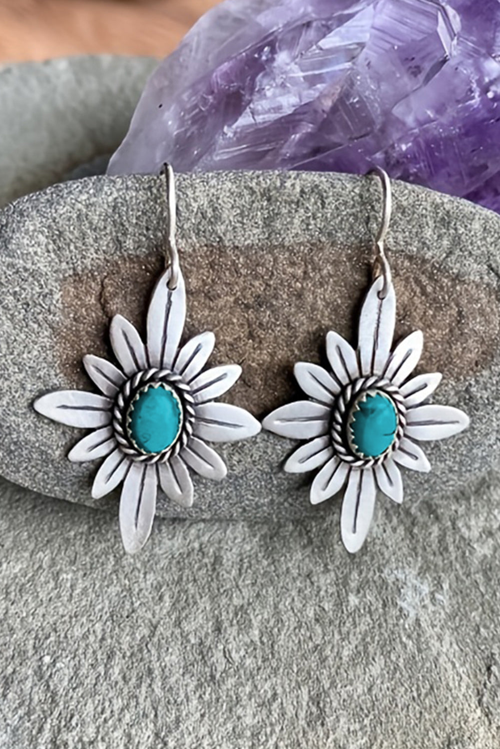 Kahlani Flower Shape Hook Earrings-1