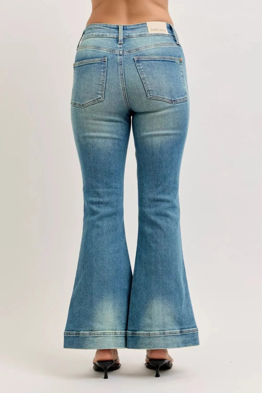 Judy Blue High Waist Vintage Wash Flare Jeans-3