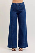 Judy Blue High-Waisted Retro Wide Jeans with Patch Pkts & Twisted Seams-0