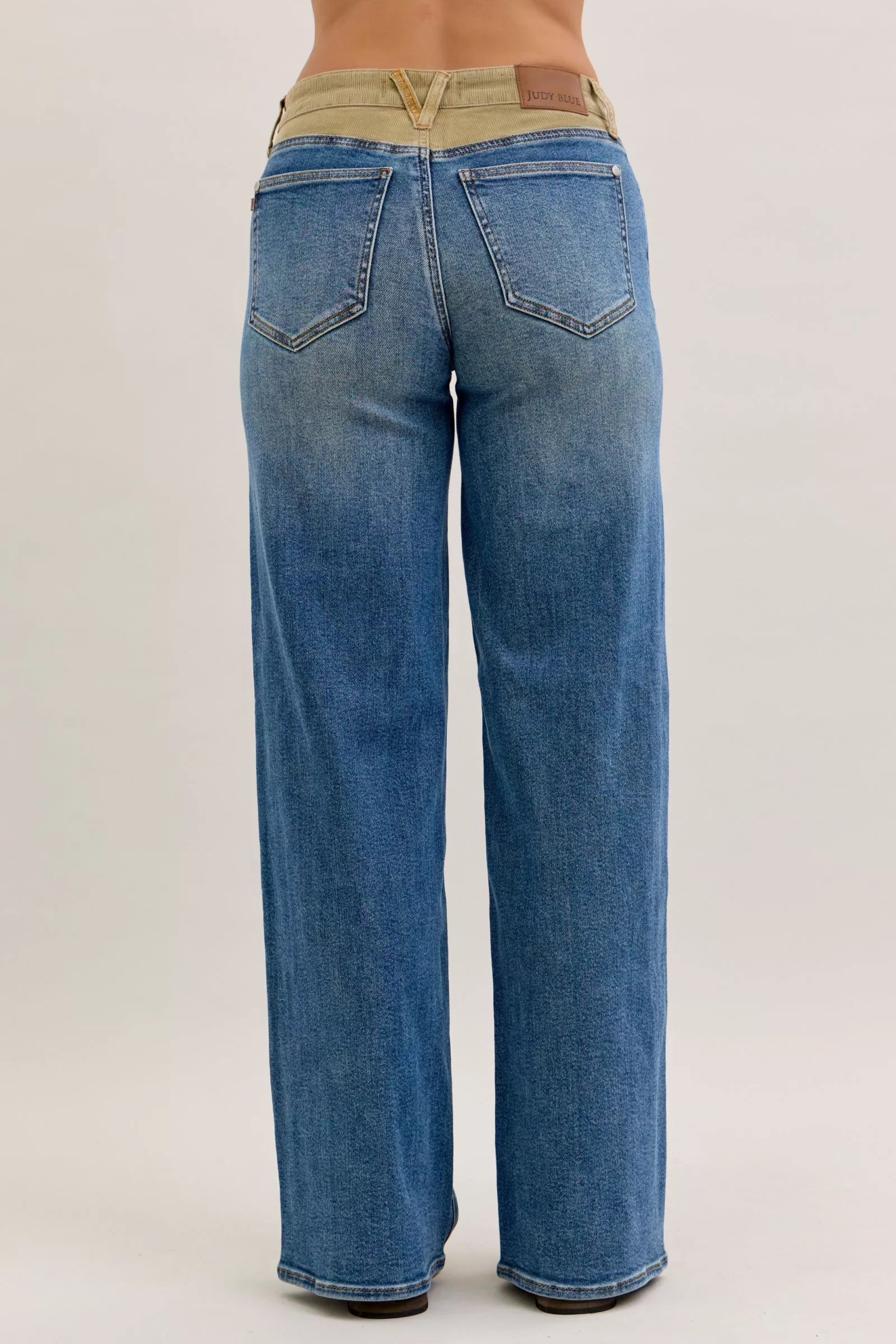 Judy Blue MR Column Straight Jeans with Corduroy Waist-3