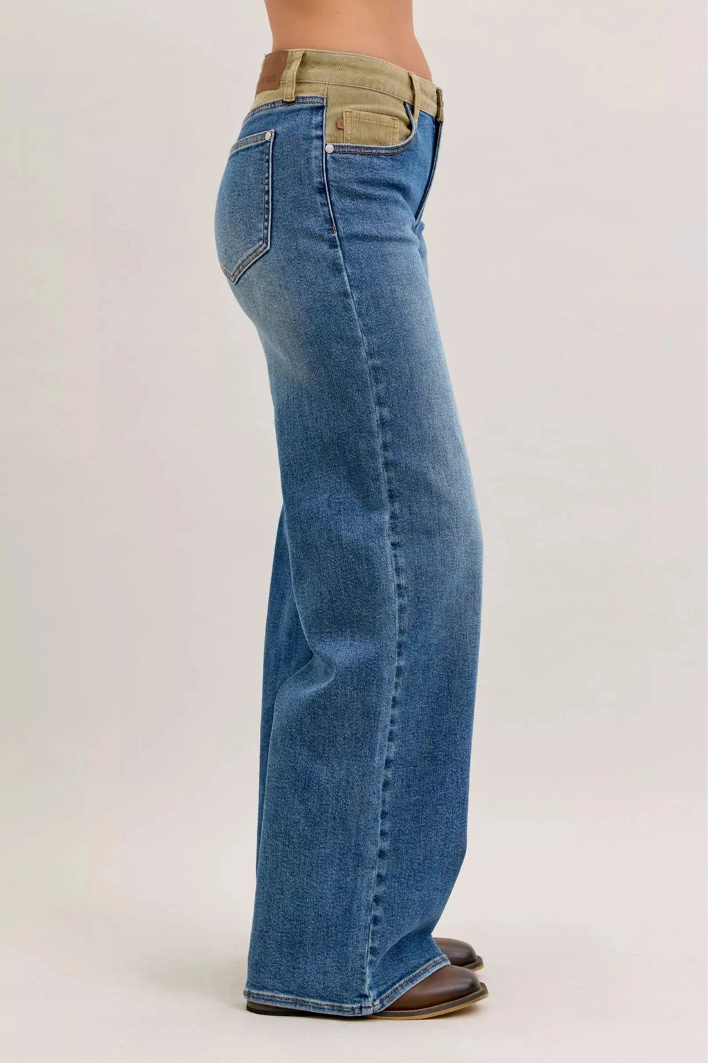 Judy Blue MR Column Straight Jeans with Corduroy Waist-1