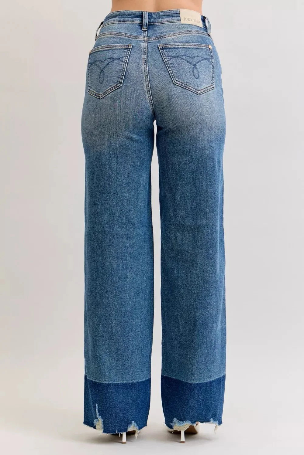 Judy Blue Raw Hem High Waist Column Straight Jeans-3