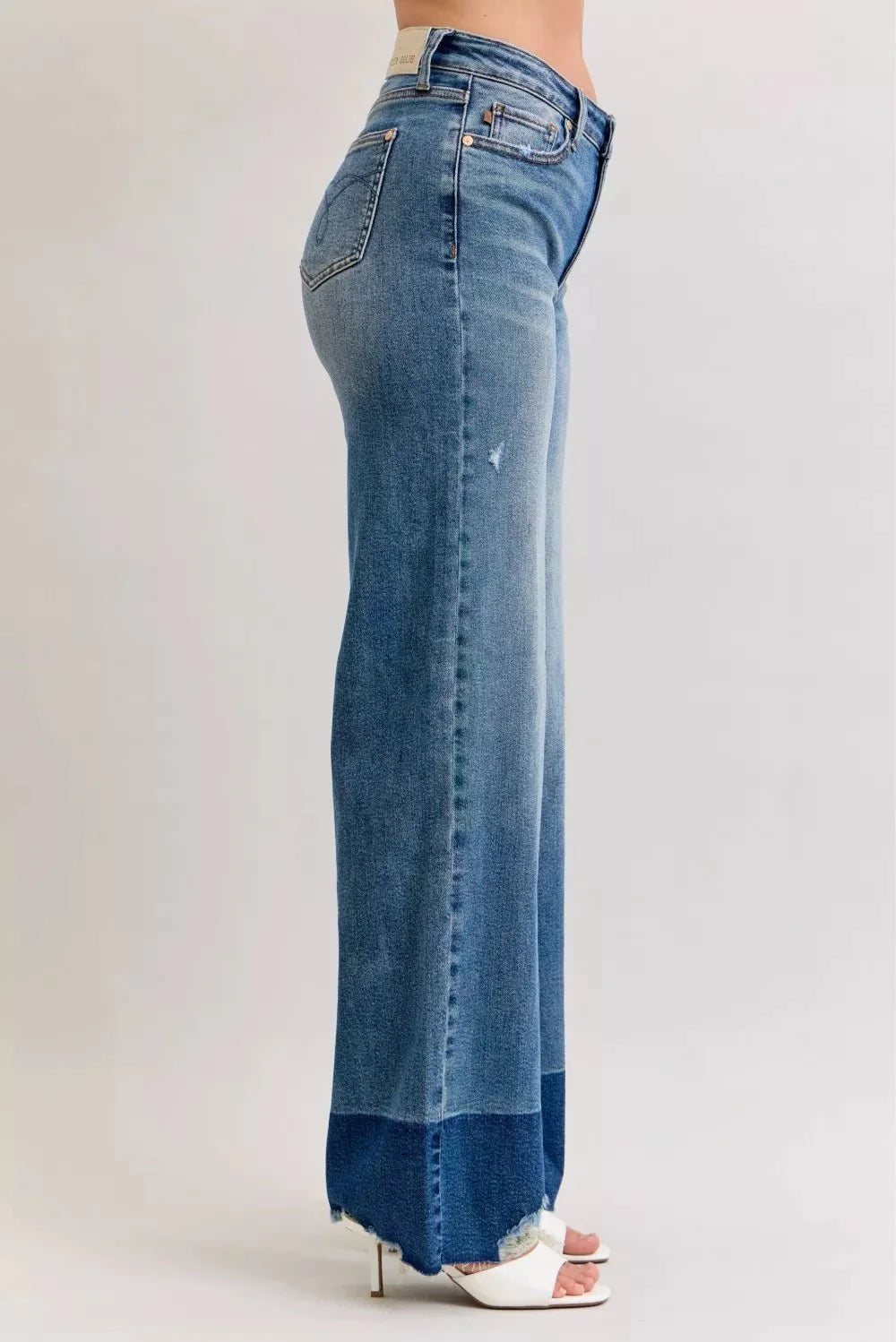 Judy Blue Raw Hem High Waist Column Straight Jeans-2