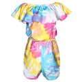 AnnLoren Girls Pastel Tie Dye Shorts Jumpsuit One Piece Outfit-0