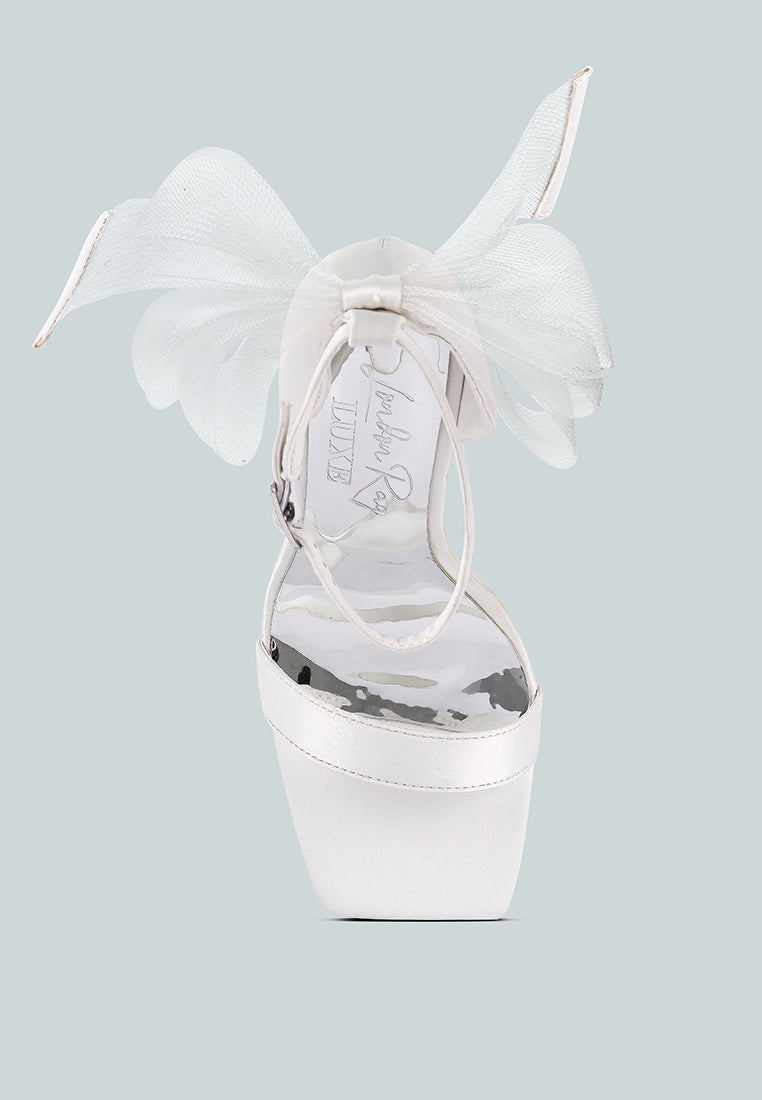 Kiri Satin Clear High Heeled Bow Sandals-3
