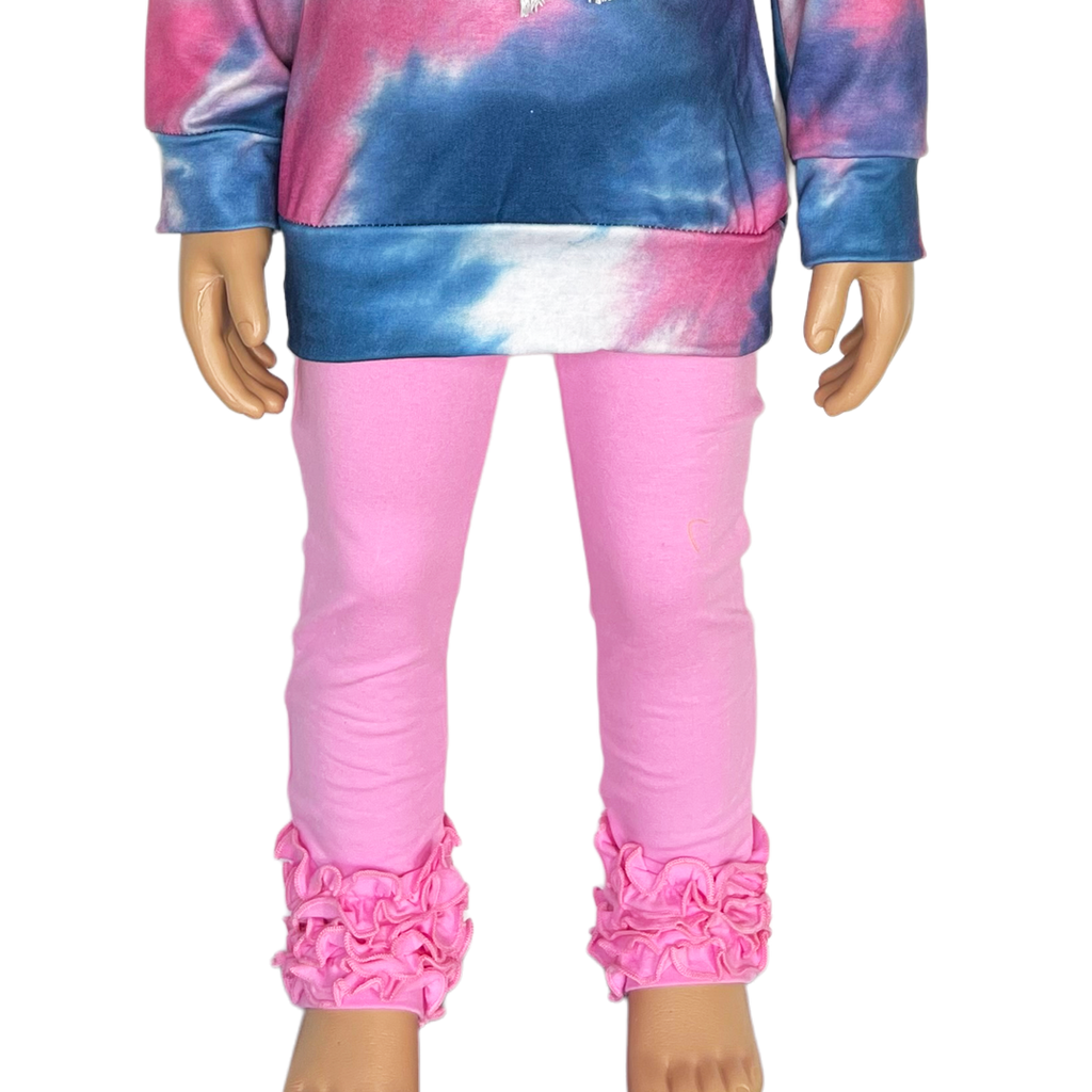 AnnLoren Baby Girls Big Girls Boutique Pink Ruffle Butt Leggings Set-4