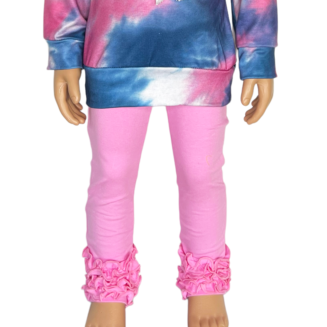 AnnLoren Baby Girls Big Girls Boutique Pink Ruffle Butt Leggings Set-4